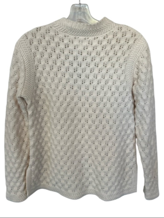 La Vie Size S White Wool Knit Full Length Holes Sweater White / S