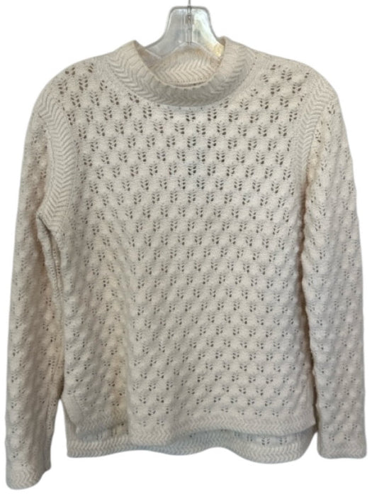 La Vie Size S White Wool Knit Full Length Holes Sweater White / S