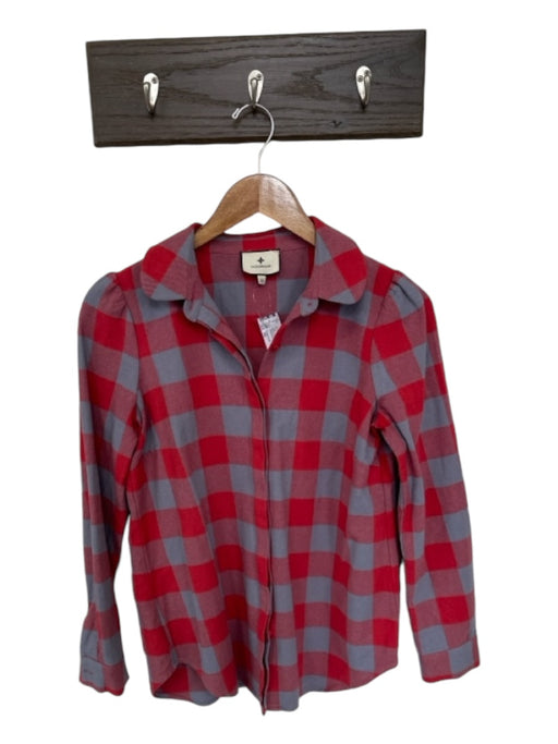 Tuckernuck Size XS Red & Gray Cotton Long Sleeve Checkered Button Down Top Red & Gray / XS