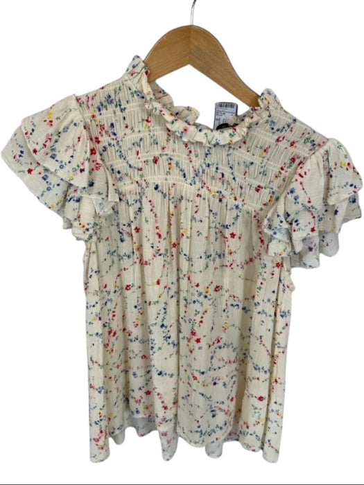 Sea New York Size S Cream & Multi Viscose Flutter Sleeves Flowers Back Zip Top Cream & Multi / S