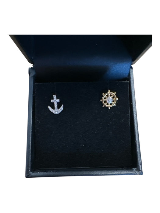 Macys gold & silver Gold Diamonds Anchor Studs Earrings gold & silver