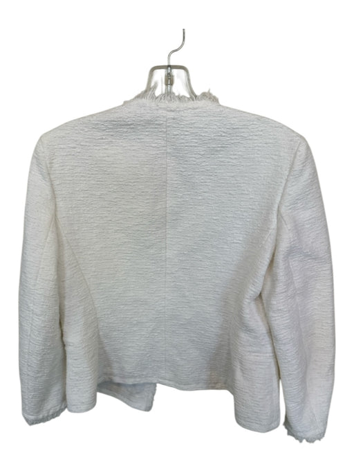 Theory Size 6 White Cotton Long Sleeve Textured Raw Hem Jacket White / 6