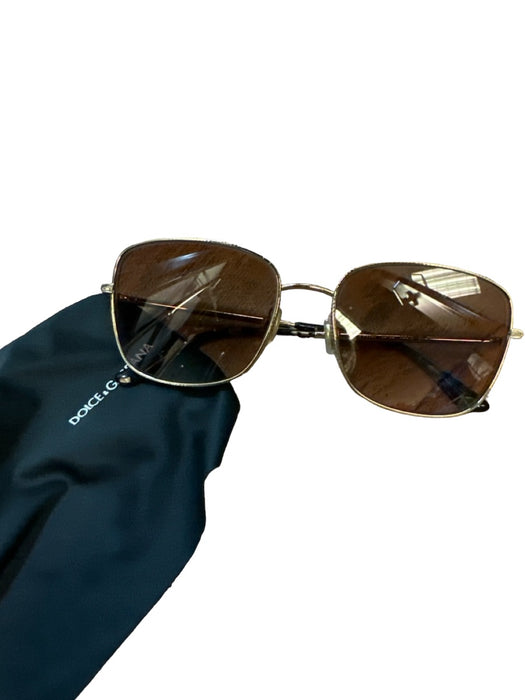 Dolce & Gabbana Gold, Black & Brown Metal Tortoise Shell Ridges Sunglasses Gold, Black & Brown