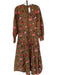 Pearl by Lela Rose Size 2 Brown & Red Cotton Long Balloon Sleeve Flowers Dress Brown & Red / 2