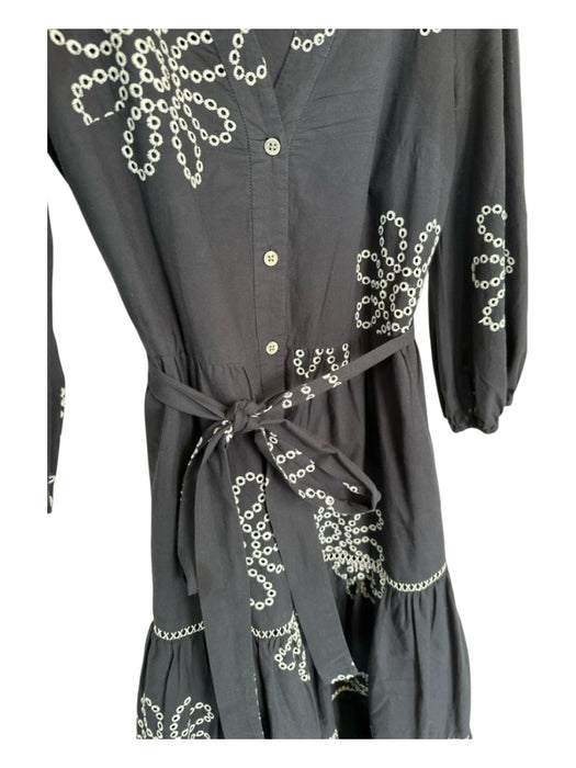 Pearl by Lela Rose Size XS Navy & white Cotton Long Balloon Sleeve Eyelet Dress Navy & white / XS