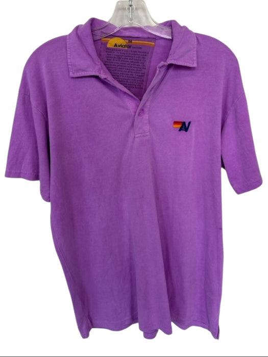 Aviator Nation Size M Purple Cotton Short Sleeve Collar Polo Athletic Top Purple / M
