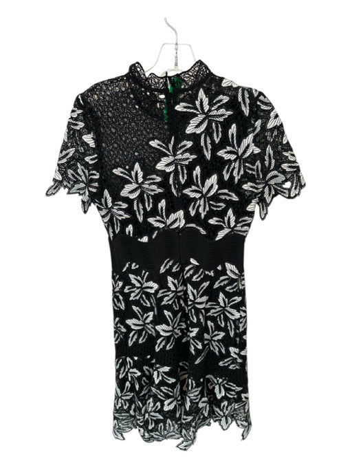 Sea New York Size Est S Black & White Polyester Cap Sleeve Lace Overlay Dress Black & White / Est S