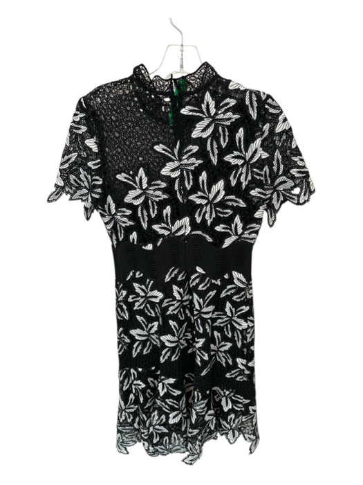 Sea New York Size Est S Black & White Polyester Cap Sleeve Lace Overlay Dress Black & White / Est S