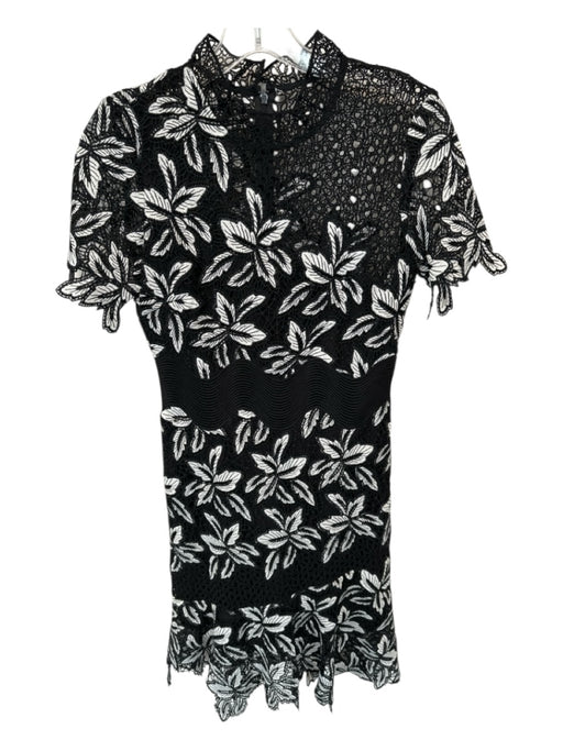 Sea New York Size Est S Black & White Polyester Cap Sleeve Lace Overlay Dress Black & White / Est S