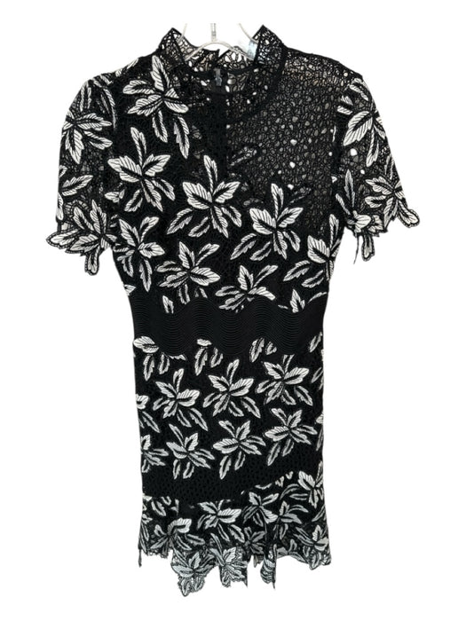 Sea New York Size Est S Black & White Polyester Cap Sleeve Lace Overlay Dress Black & White / Est S
