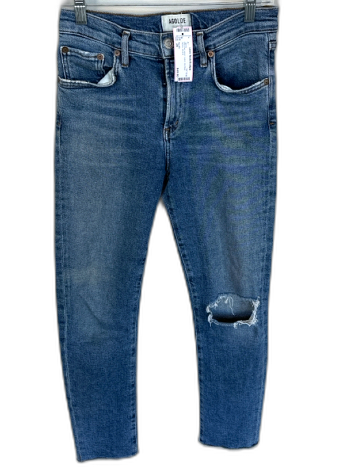 Agolde Size 25 Med Dark Wash Cotton Mid Rise Skinny Jeans Med Dark Wash / 25