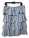 Tularosa Size XL Light Blue Cotton Elastic Waist Embroidered Tiered Floral Skirt Light Blue / XL