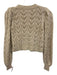 Alice + Olivia Size XS Beige Cotton & Linen Open Knit Button Front Sweater Beige / XS