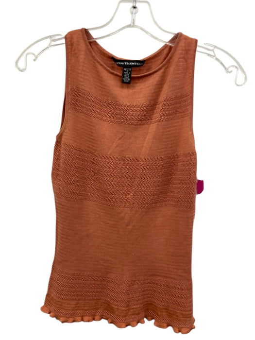 Ellen Tracy Size P Dusty Orange Silk & Cotton Knit Sleeveless Lettuce Hem Top Dusty Orange / P