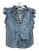 Frame Size XS Medium light wash Cotton Blend Denim Sleeveless Ruffle Top Medium light wash / XS