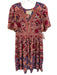 Ba&sh Size XS Magenta Pink & Blue Viscose Short Sleeve Floral Short Sleeve Dress Magenta Pink & Blue / XS