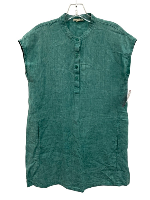 Eileen Fisher Size XXS Teal Green Missing Fabric Tag Cap Sleeve Pocketed Dress Teal Green / XXS