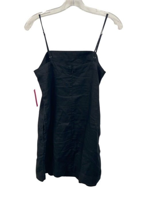 Madewell Size 0 Black Linen Spaghetti Strap Paneled Pocketed Dress Black / 0