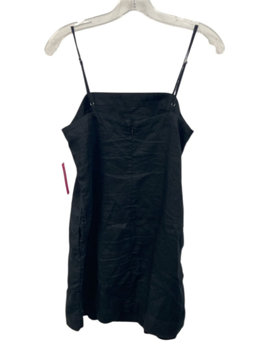 Madewell Size 0 Black Linen Spaghetti Strap Paneled Pocketed Dress Black / 0
