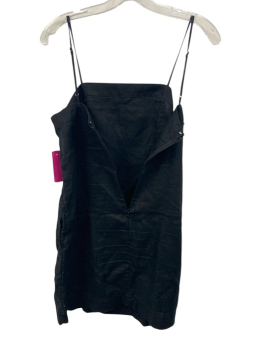 Madewell Size 0 Black Linen Spaghetti Strap Paneled Pocketed Dress Black / 0