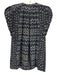 Ulla Johnson Size 4 Navy Blue & Cream White Silk Wavy Stripe V Neck Top Navy Blue & Cream White / 4