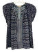 Ulla Johnson Size 4 Navy Blue & Cream White Silk Wavy Stripe V Neck Top Navy Blue & Cream White / 4