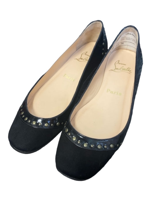 Christian Louboutin Shoe Size 36 Black Suede u0026 Patent Leather Square Toe  Shoes — Labels Resale Boutique