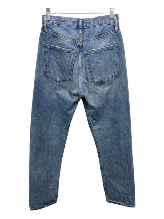 Agolde Size 25 Light Wash Cotton Denim Button Fly High Rise Ripped Knee Jeans Light Wash / 25