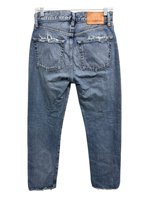 Moussy Size 25 Light Wash Cotton Denim Whiskering Button Fly Ripped Jeans Light Wash / 25