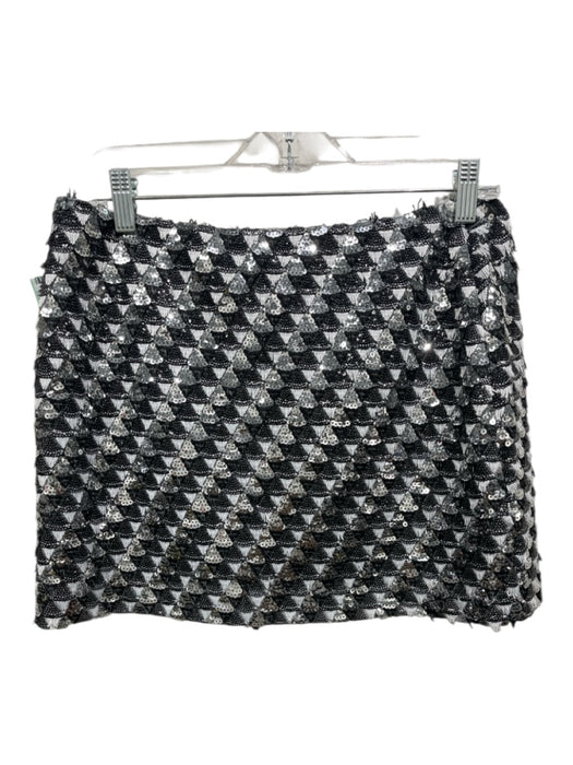Anna Cate Size S Black, White & Silver Polyester & Nylon All Over Sequins Skirt Black, White & Silver / S