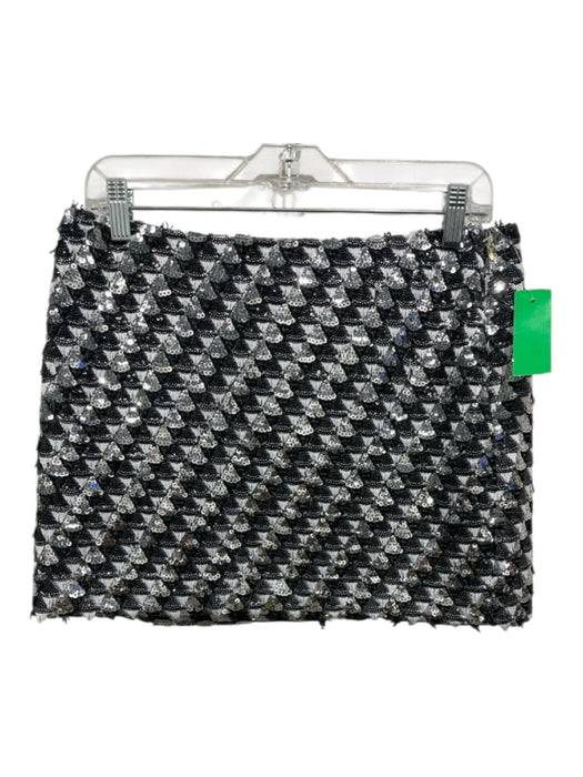 Anna Cate Size S Black, White & Silver Polyester & Nylon All Over Sequins Skirt Black, White & Silver / S