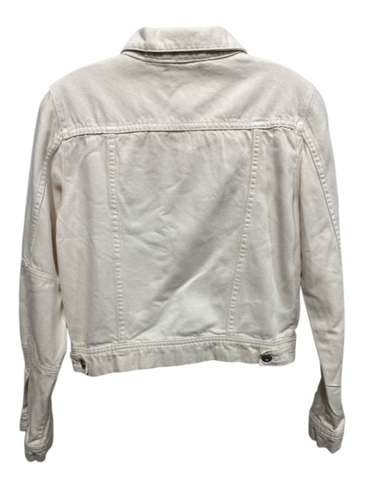 Free People Size XS Cream Cotton Denim Silver Buttons Patch Pocket Jacket Cream / XS