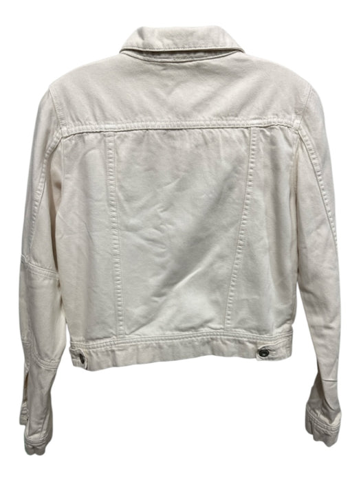 Free People Size XS Cream Cotton Denim Silver Buttons Patch Pocket Jacket Cream / XS