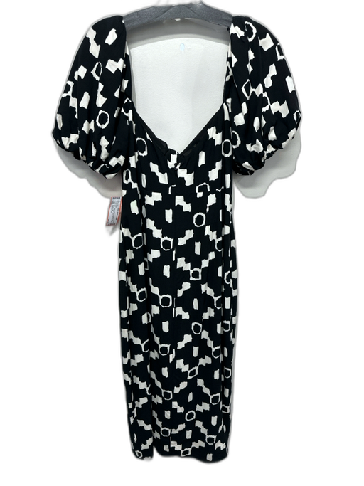 ASTR The Label Size S Black & White Viscose & Linen Abstract Shape Midi Dress Black & White / S
