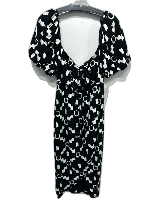 ASTR The Label Size S Black & White Viscose & Linen Abstract Shape Midi Dress Black & White / S