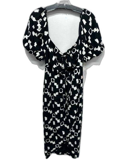 ASTR The Label Size S Black & White Viscose & Linen Abstract Shape Midi Dress Black & White / S