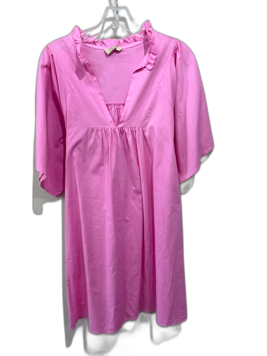 Sofia Size Est M Bubblegum Pink Cotton Blend Ruffle Collar Wide Sleeve Dress Bubblegum Pink / Est M