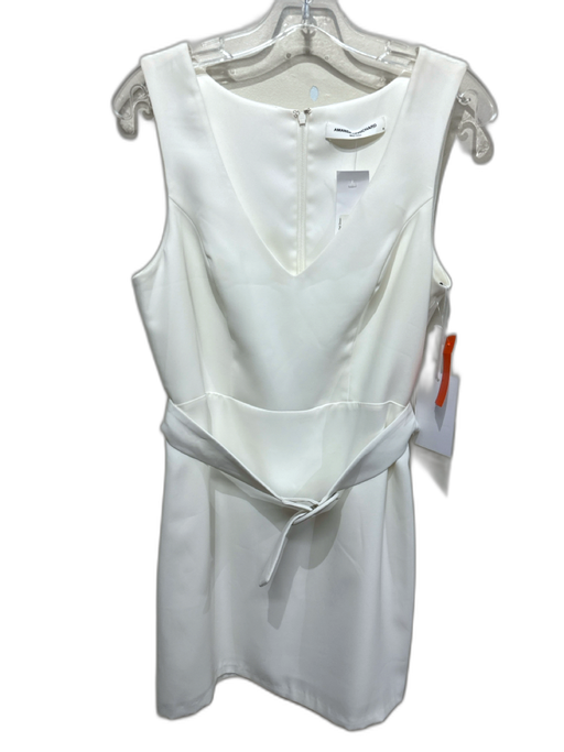 Amanda Uprichard Size M Ivory White Polyester Sleeveless V Neck Belted Dress Ivory White / M