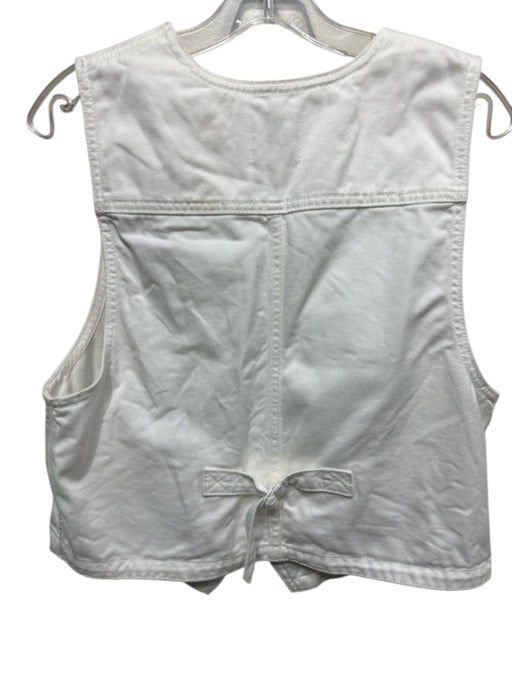 Favorite Daughter Size S White Cotton Denim Sleeveless Button Front Vest Top White / S