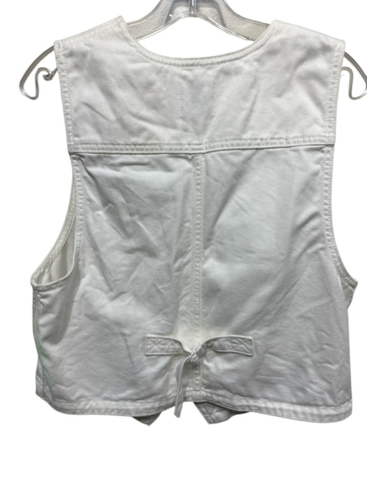 Favorite Daughter Size S White Cotton Denim Sleeveless Button Front Vest Top White / S