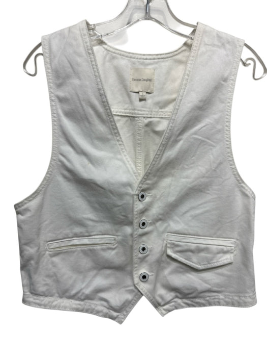 Favorite Daughter Size S White Cotton Denim Sleeveless Button Front Vest Top White / S