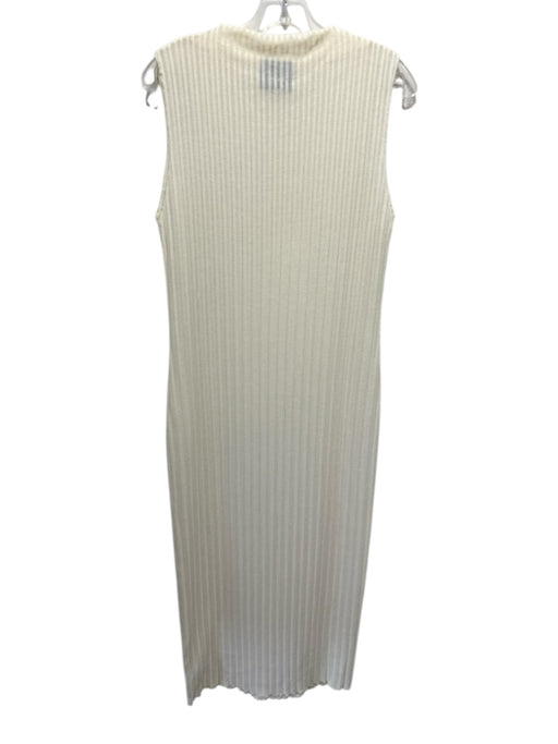 Reformation Size S Cream Polyester Blend Ribbed Knit Sleeveless Mock Neck Dress Cream / S