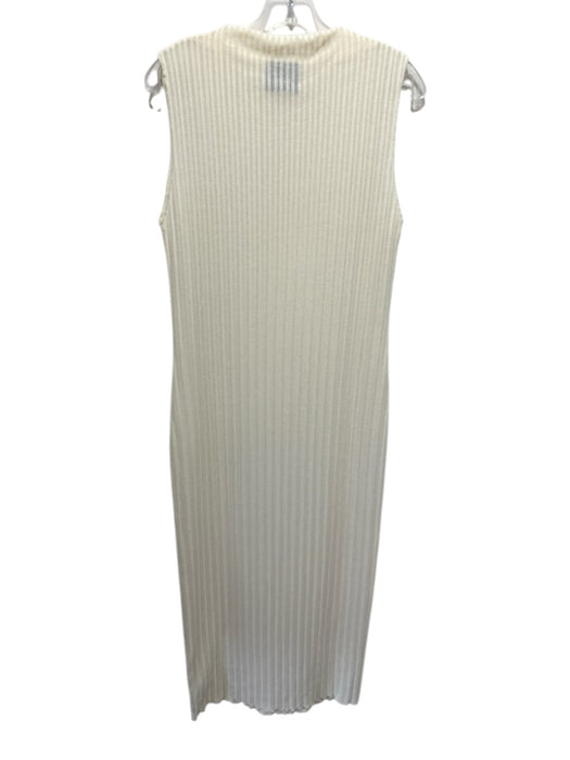 Reformation Size S Cream Polyester Blend Ribbed Knit Sleeveless Mock Neck Dress Cream / S