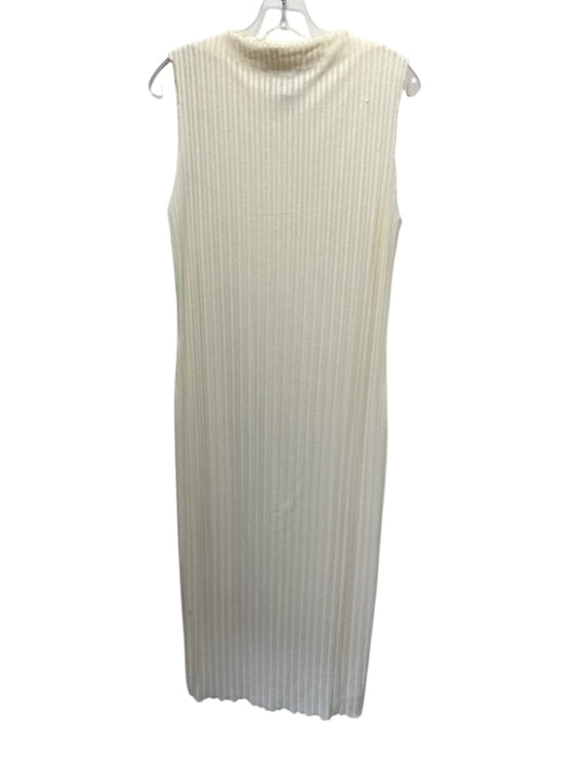 Reformation Size S Cream Polyester Blend Ribbed Knit Sleeveless Mock Neck Dress Cream / S