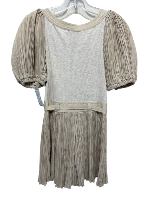 Ulla Johnson Size 2 Beige Polyester Blend Short Puff Sleeve Scrunch Dress Beige / 2