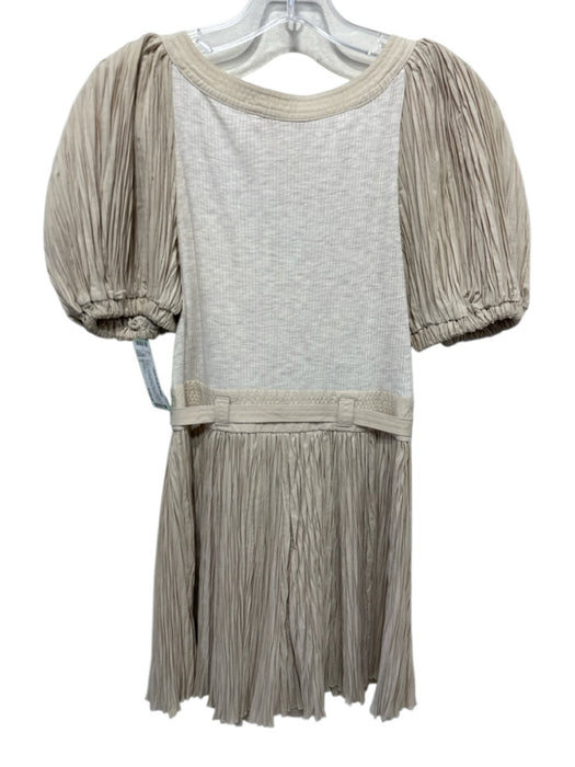 Ulla Johnson Size 2 Beige Polyester Blend Short Puff Sleeve Scrunch Dress Beige / 2