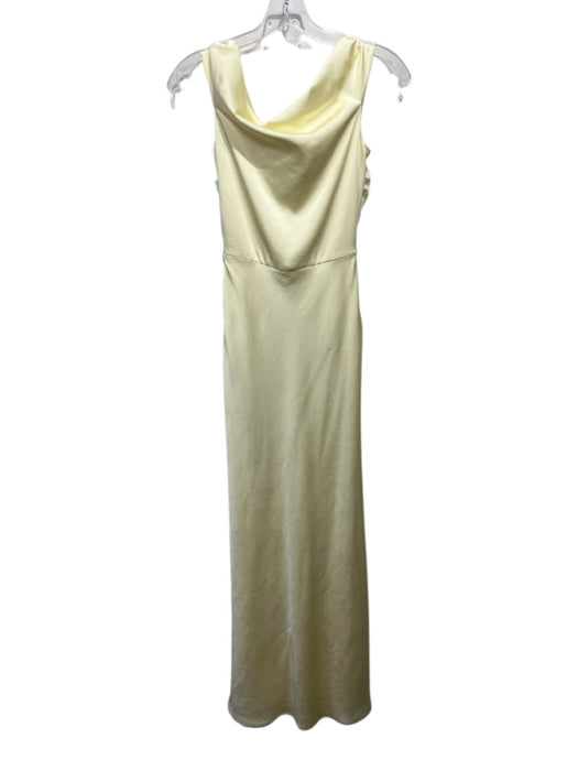 Bec & Bridge Size 4 Butter Yellow Polyester Satin Off Shoulder Ruched Sides Gown Butter Yellow / 4