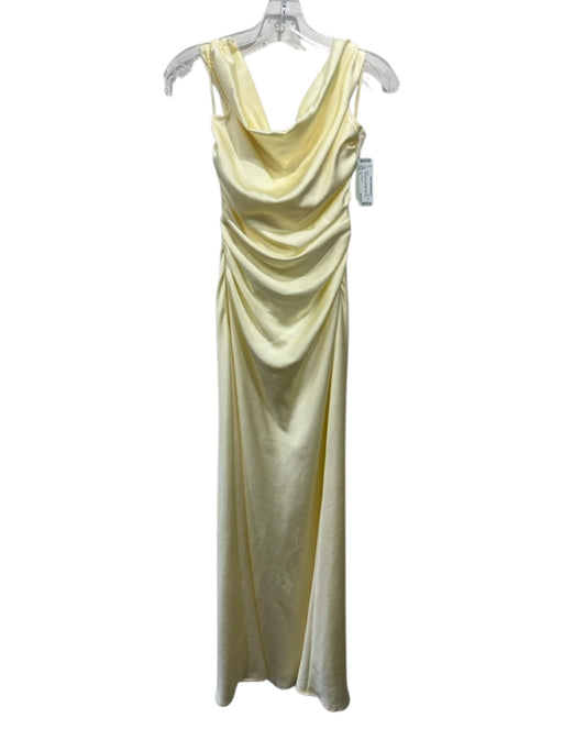 Bec & Bridge Size 4 Butter Yellow Polyester Satin Off Shoulder Ruched Sides Gown Butter Yellow / 4