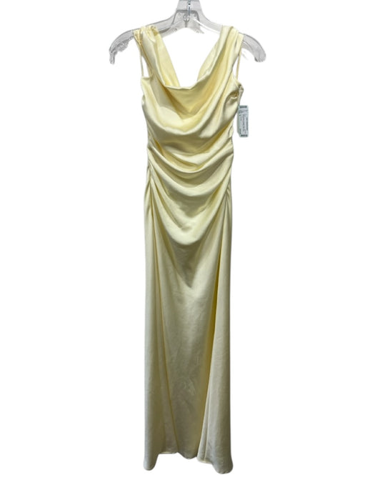 Bec & Bridge Size 4 Butter Yellow Polyester Satin Off Shoulder Ruched Sides Gown Butter Yellow / 4