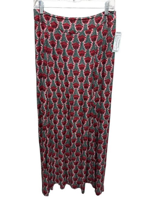 Natalie Martin Size S Pink, Green & Red Rayon Floral Back Zip A Line Maxi Skirt Pink, Green & Red / S